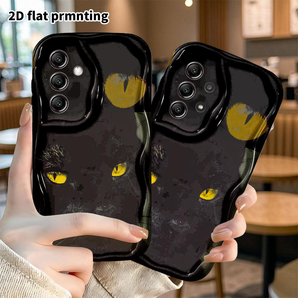 Phone Case: 2D Flat, Suitable for Samsung Galaxy A34 A35 M05 M06 S20 S22 S21 FE Plus 5G Protective Case, Black and Gold Pupil, Perfect Christmas and H