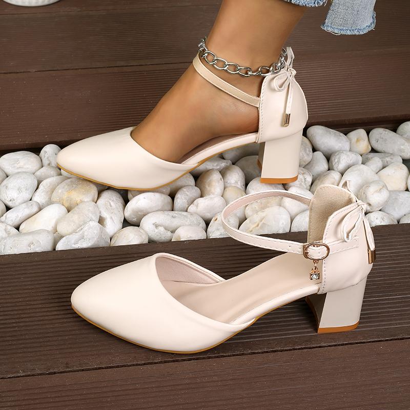 Spring Summer Fairy Style Thin-Strap High Heels Bowknot with Golden Buckle Comfortable Versatile