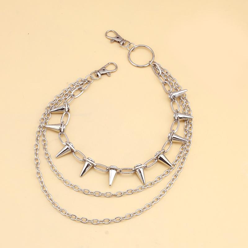 European and American Belt Accessories, Pants Chains, Hip-hop Punk Riveted Stage Performances, Multi-layer Waist Chain Outfit Jeans