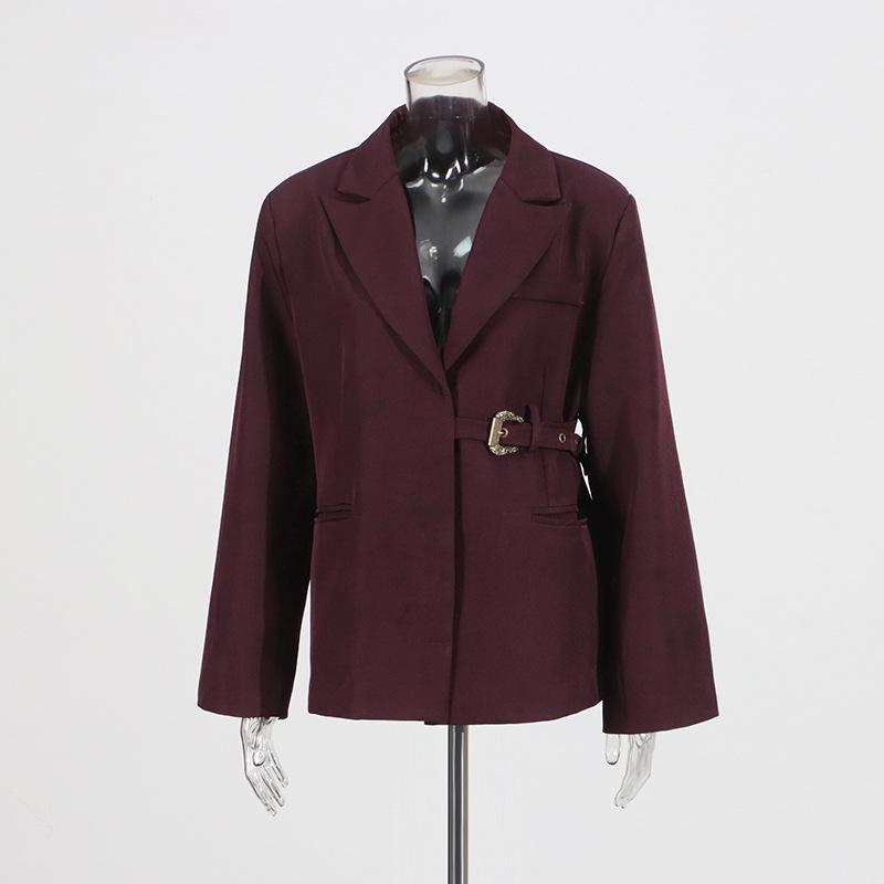 2025 Spring European & American Women's Slimming Suit Jacket with Irregular Side Waist - High-End Fashion Trend