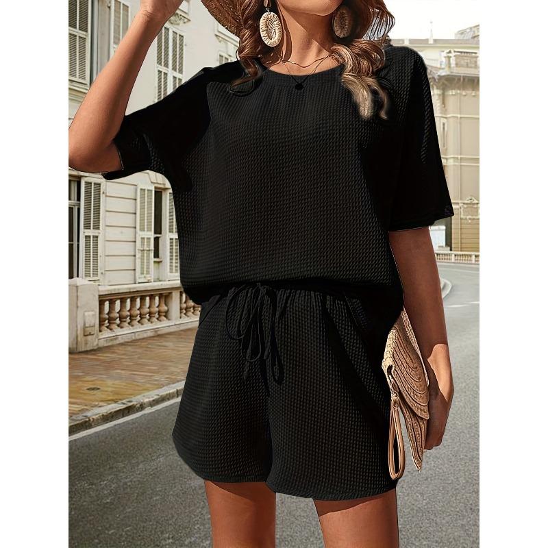 BITCED Women's Fashion Casual Short Sleeve O-Neck Pants Suits