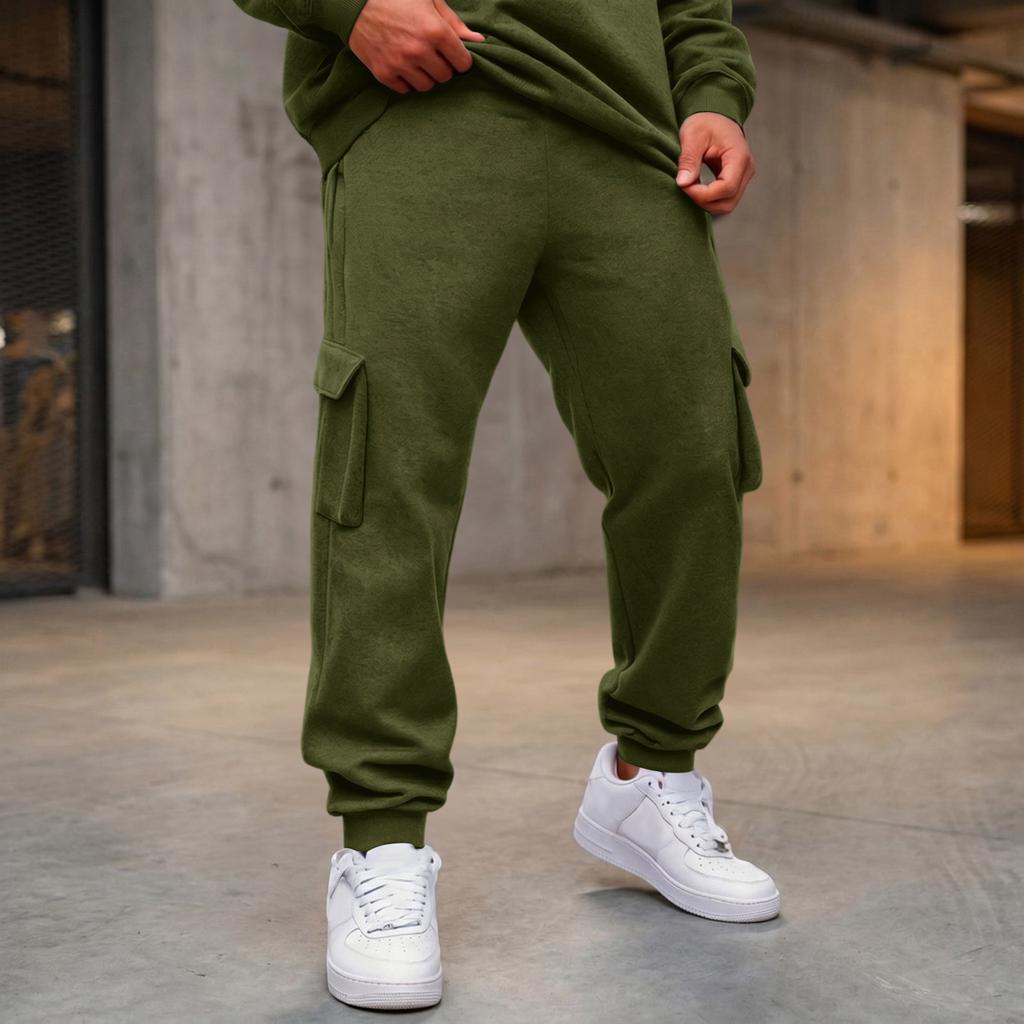 Herren Cargojogginghose mit 4 Taschen, Elastischer Bund mit Kordelzug, Lockere Passform, Verjüngtes Bein, Lässige Arbeitshose
