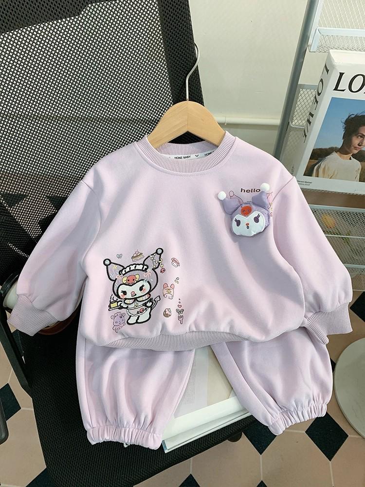 Girls' 2025 Spring/Autumn Cartoon Doll Sportswear: Fashionable Two-Piece Set