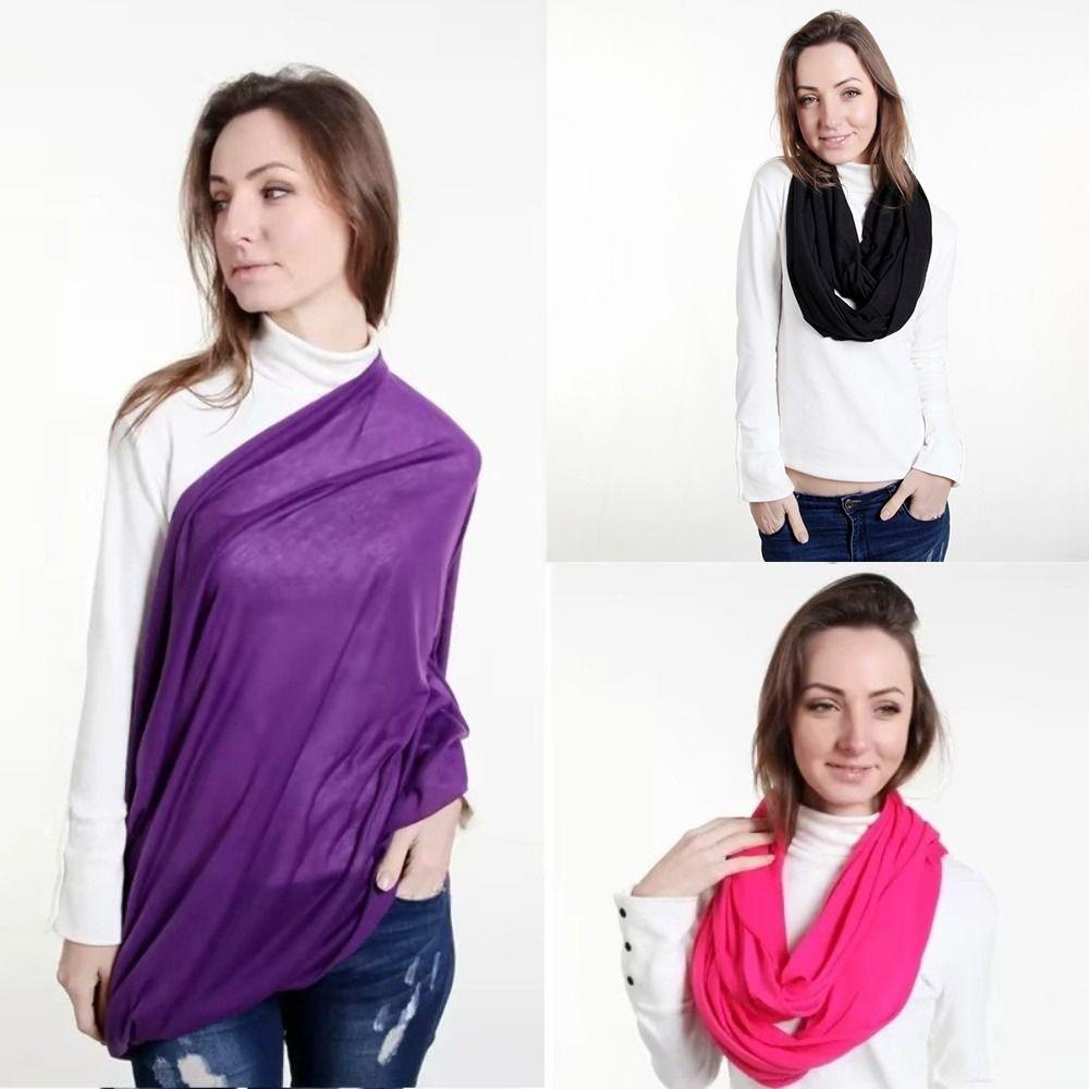 Soft Infinity Scarf Solid Color Loop Scarf Fashion Circle Scarf  for Women