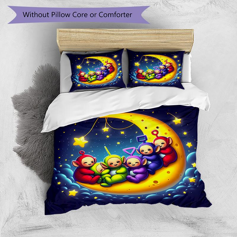 Teletubbies Moonlit Adventure 3‑Piece Bedding Set,Soft Duvet Cover with 34 Pillowcases,Multi‑Scene Home Dorm Use,Ideal Gift for Birthday & Holiday