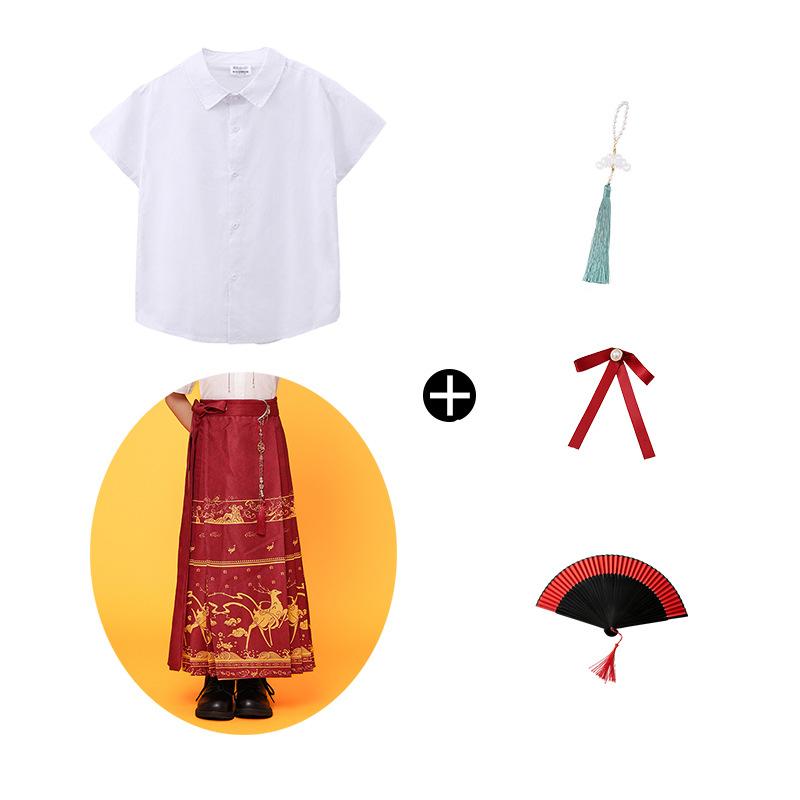 Children'S Chinese Style Performance Clothes, Primary School Students' Sports Meeting Boys And Girls' National Tide Horse Skirt, Hanfu Tang Clothing M