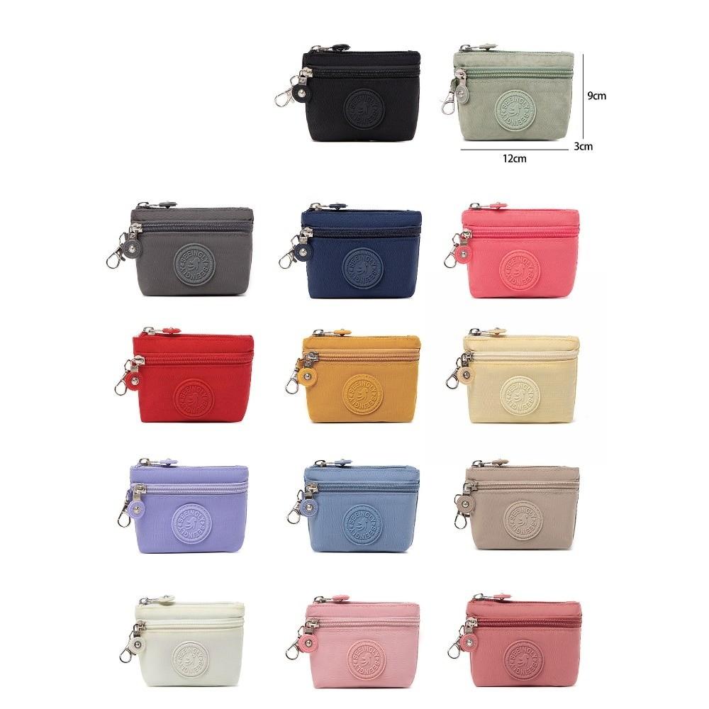 New Solid Color Women Wallet Nylon with Keychain Coin Purse Waterproof Mobile Phone Bag Ladies