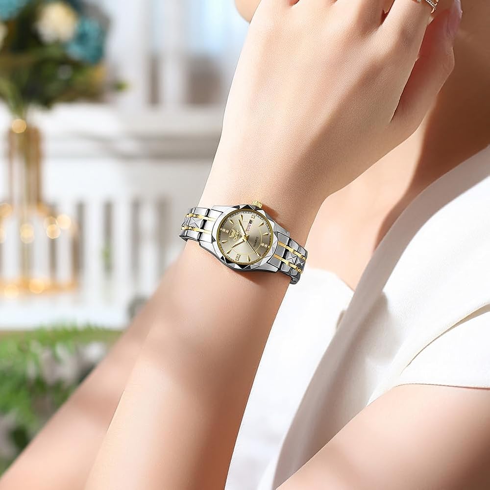OPK Women's Quartz Analog Watch Simple Lightweight Classic Waterproof Gray with Date Function and Luminous Display