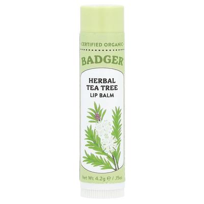 Badger, Herbal Lip Balm, Tea Tree, 0.15 Oz (4.2 G)