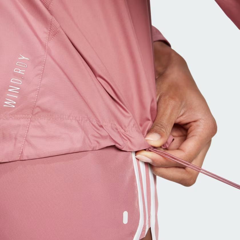 adidas Own The Run Jacket Reflective Stripe Windbreaker Hooded Zip Long Sleeve Jacket Women Jacket Deep-Red IM5403