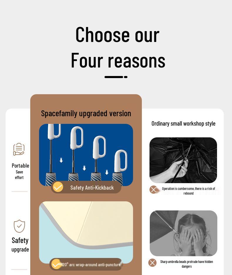 Children's Safe Automatic Umbrella - Anti-Stab, Rounded Corners for School Boys & Girls