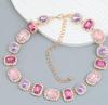 Retro Ingelegde Gekleurde Diamant Sleutelbeen Ketting - Damesmode, Uniek Ontwerp