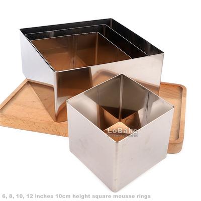 6 8 10 12 pulgadas 10 cm de altura cuadrado grande acero inoxidable 304 anillo molde para tarta mousse molde para tarta de queso herramientas gadgets de panadería DIY