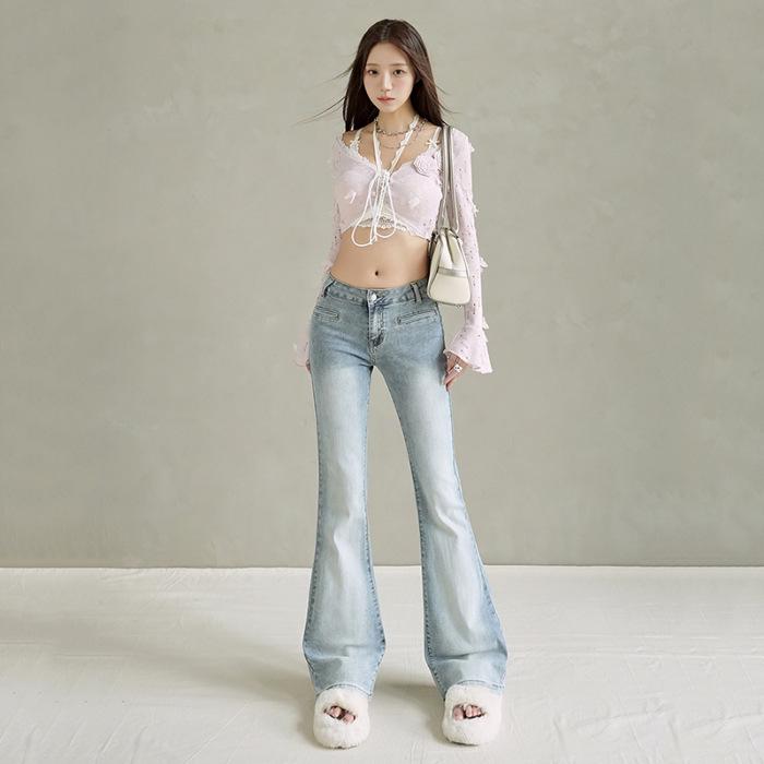 

Women s 2025 Retro Low-Waisted Micro-Flare Jeans, Stretch Slim Fit, Autumn Collection XL