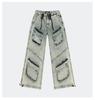 SMKK Phantom Retro Paratrooper Wide-Leg Multi-Pocket Tie-Dye Jeans