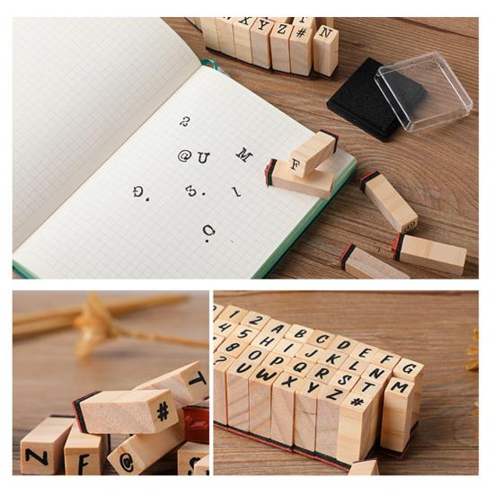 40Pcs/Set Elegant English Pattern DIY Stamp Beautiful Handmade Wood Craft Stamp for