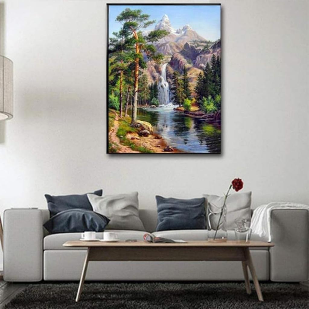 Gofission 11ct Stamp Cross Stitch Kit for Quirky Nature Landscape DIY Cross Stitch Embroidery Set with Wall 30x40cm Adults, Beginner-Friendly,