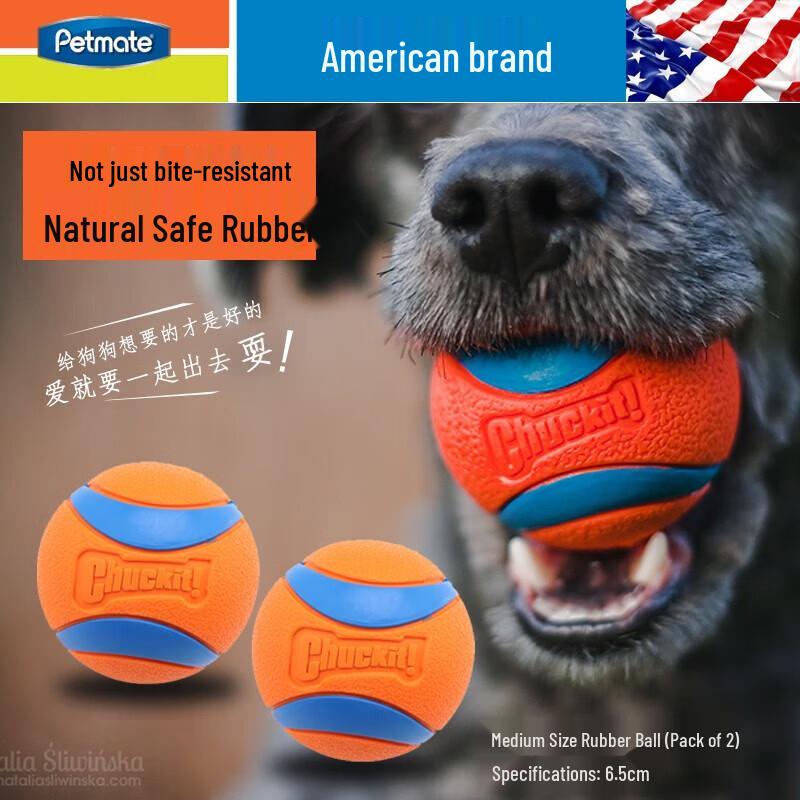 Petlimit Medium Rubber Dog Chew Ball (2-Pack)