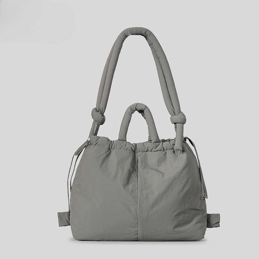 Taška přes rameno se stahovací šňůrkou Dámský batoh Velkokapacitní Lehká jednoúčelová taška přes rameno Bavlněná kabelka s měkkým klipem