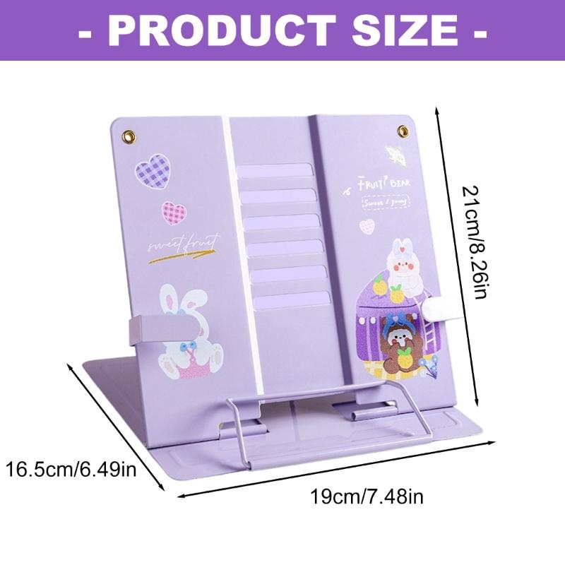 Foldable Desktop Document Holder Book Reading Stand Metal Support Antislip Adjustable For Workspaces