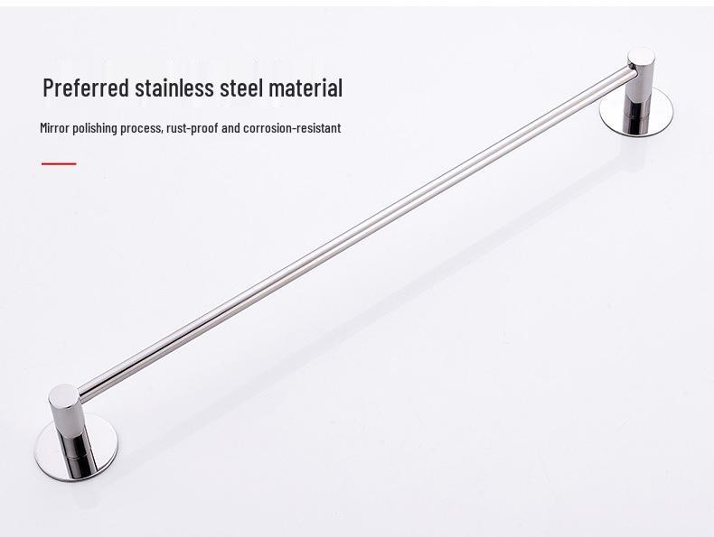 No-Drill Stainless Steel Wall-Mount Towel Bar for Bathrooms