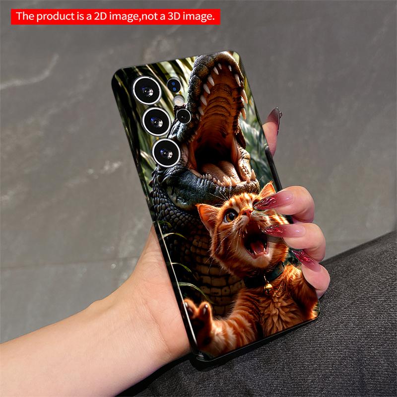 2DFlat Samsung phone case Gator Selfie Cat Adventure Applicable to Galaxy S22 S23 S24 S25ULTRA S26 A12 A13 A14 A15 A16