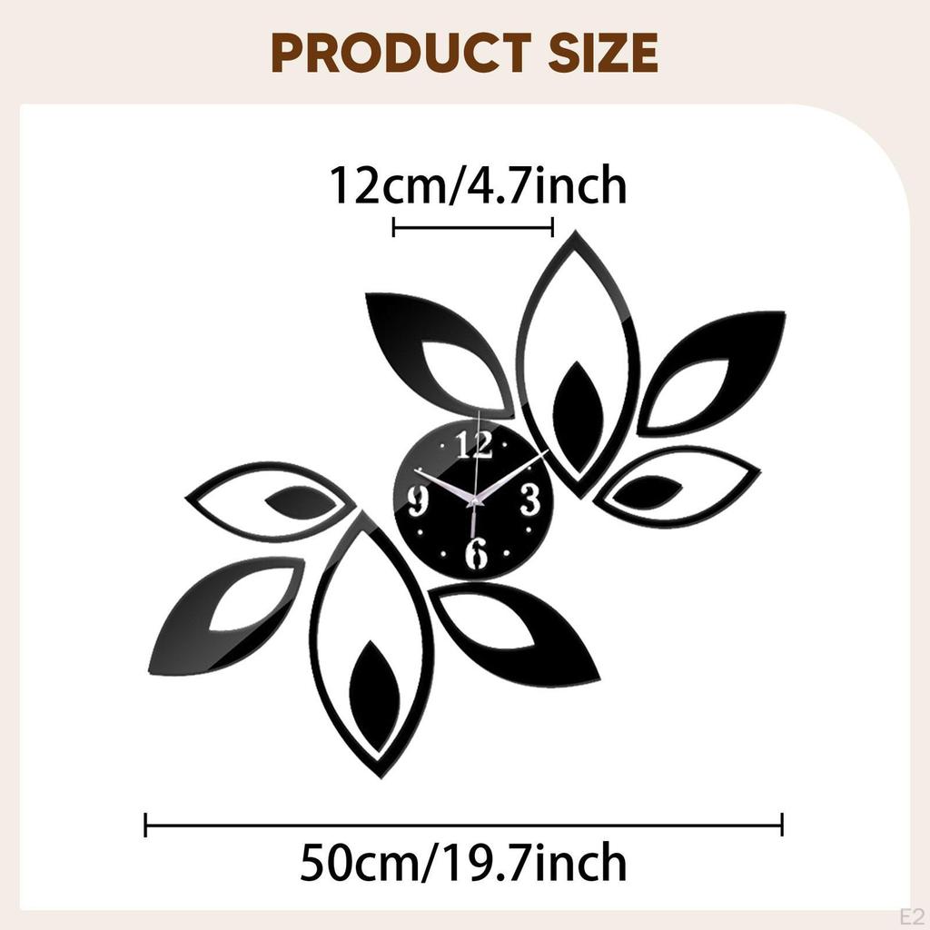 Acryl Spiegel Wanduhr Kunst Stumm Nicht tickend Modern Aufkleber für Café