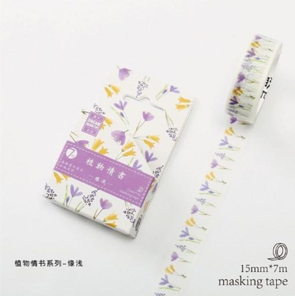 Beautiful Wash Tape Flower Plant Japanese Masking Adhesive Tape Decors Scrap Booking Sticker Label