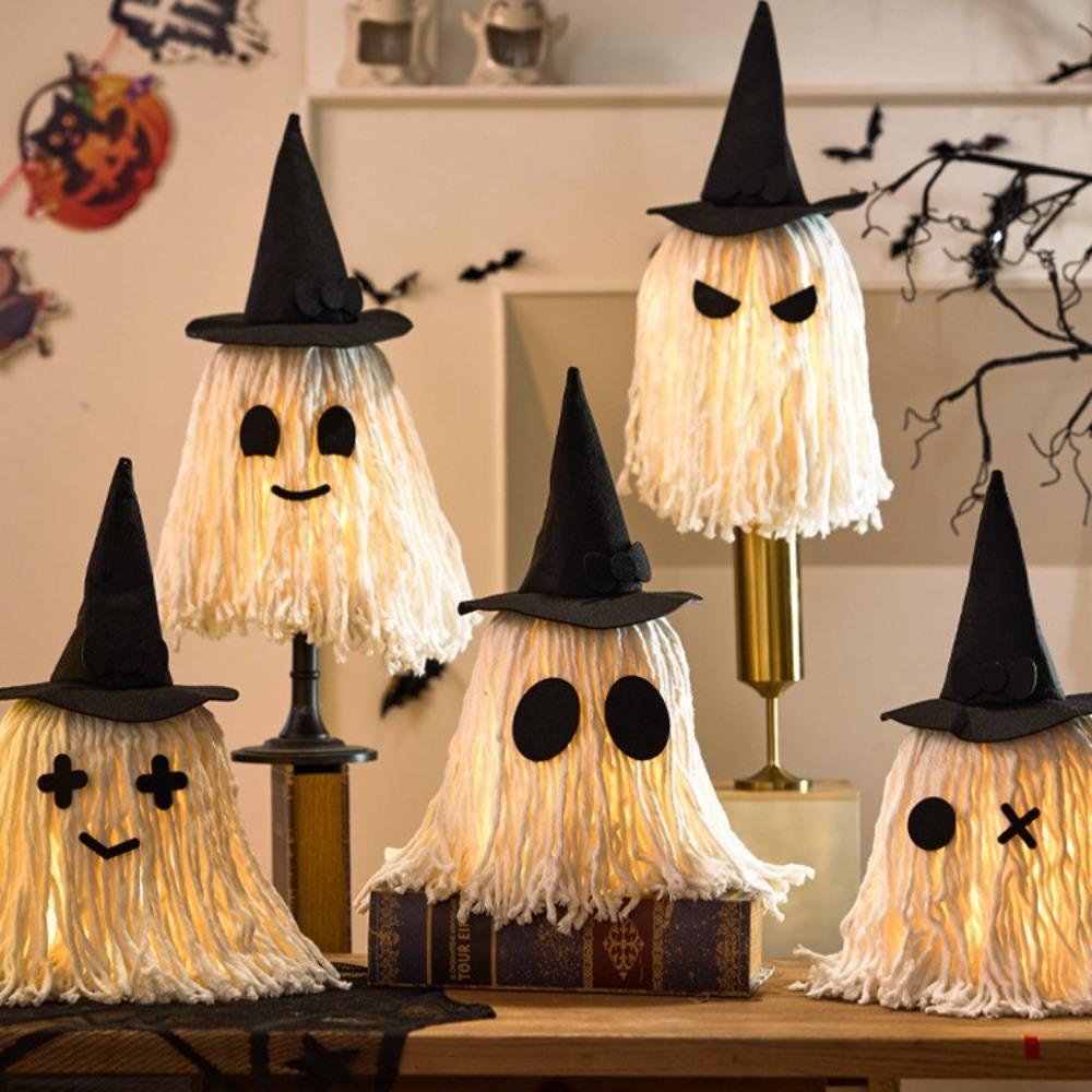 with Hat Specter Ornaments LED Mop Head Desktop Decoration Halloween Hanging Ghost Light  Study