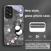 Beaded Panda Silver For Samsung Galaxy S23 U Ltra 24 Plus S20 21 FE S25 Ultra A70 A72 73 51 52 53 Tempered Glass Phone Case