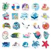 50 Cartoon Marine Life Stickers - Waterproof, Decorative for Suitcases, Notebooks, Scooters & Cars