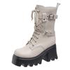 Fashion Large Size 35-42 Women's New Soft Bottom Motorcycle Boots Women Platform Knight Short Boots Lace-up Fad Ankle Boots Botas Mujer