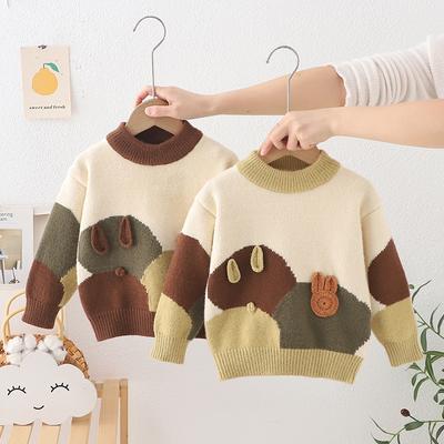 Kinderkleidung Pullover für Baby Winter Samt Verdickt Junge Baby Gestrickt Langarm Oberteile Pullover