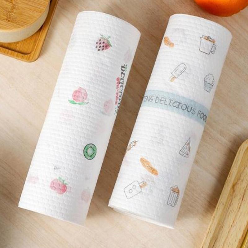 50Pcs/Roll From Reusable Lazy Rags Bamboo Towels Wet And Dry For Kitchen