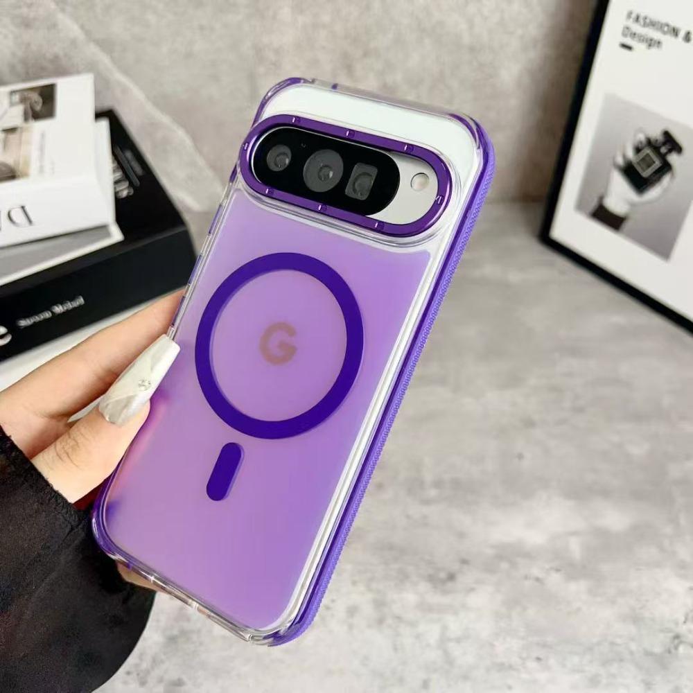 Luxury Shockproof Magnetic Changing Color Case for Google Pixel 9 Pro 10 Pro XL 5G Double Layer Sidebar Magsafe Protective Cover