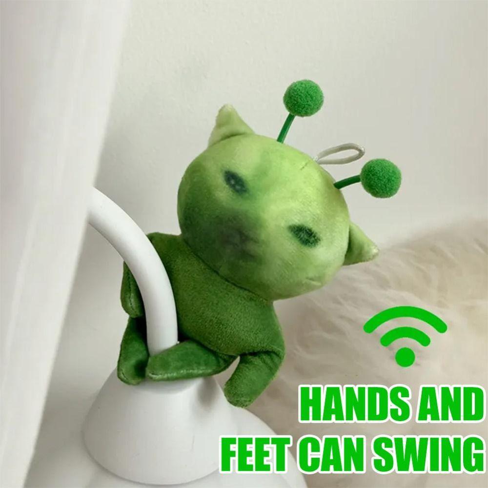 10cm Green Alien Cat Plush Toy Deformable Red Scarf Alien Kitten Toy Bag Charm  Anime Fans Gifts