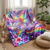 Rainbow Butterflies and Flowers Theme Blanket Lightweight Warm Flannel Blanket Decorative Throw Blanket for Home Decoration