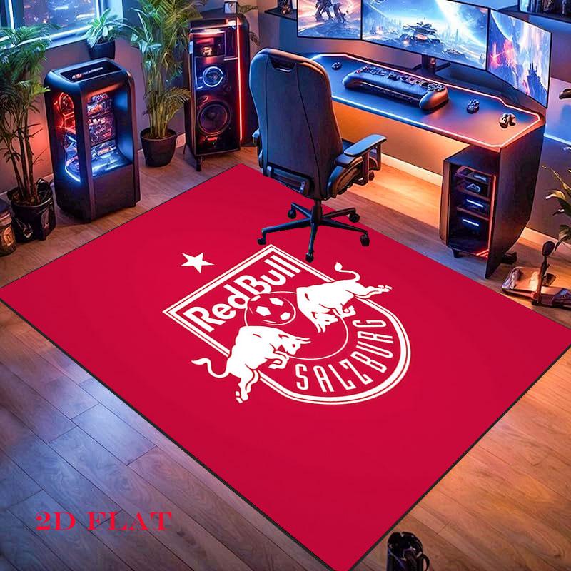 Tappeto FC Red Bull Salzburg per Soggiorno Camera da Letto Casa Decorazione Divano, Tappetino Antiscivolo per Giochi Bambini