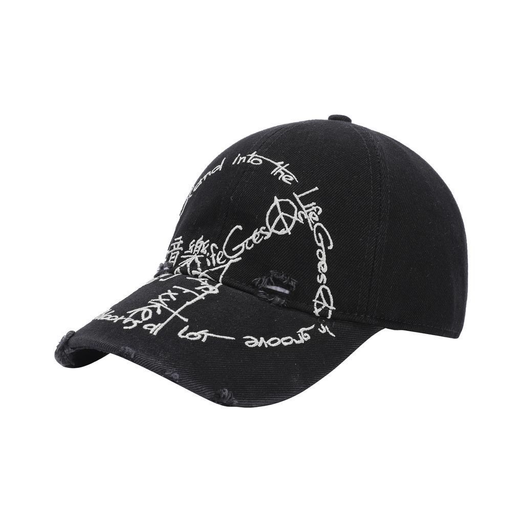 Embroidered Baseball Cap with Rock and Roll Design, Music Theme Sports Hat with Adjustable Outdoor Sports Solid Color