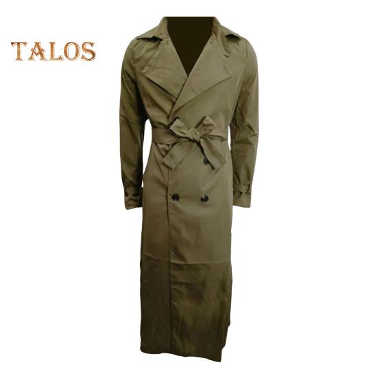 Men Trench Coat Lapel Long Sleeve Solid Color Windbreaker Double Breasted Long Style Outdoor Business Outwear