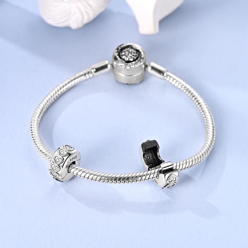 Original Clip Charms Spacer Beads Copper Love Four-Leaf Clover Zircon Charms Fit Bracelet Women Diy Jewelry Gift