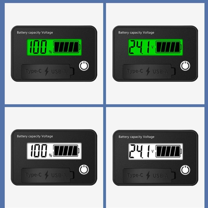 DC8-30V Electricity Meter Digital LCD Display Car Battery Charge Levels Indicator Leads Acid Lithium Voltmeter