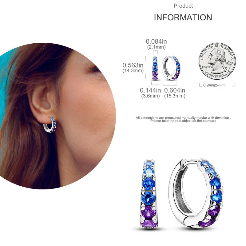 NEW Round Original CZ Hoop Earrings Heart U Shape Moon Star Unicorn Earring for Women Party Engagement Jewelry Gift