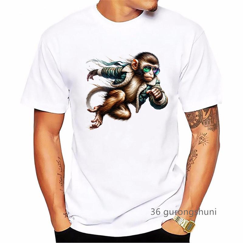 Cool Watercolor Monkey Animal Printed T Shirt MenS Clothing Summer Fashion Short Sleeve TShirt Homme Harajuku Shirt