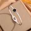 Gold Plated Stainless Steel Lucky Five Leaves Clover Bracelet for Women Adjustable Fashion Classic Jewelry  Accessories Gifts