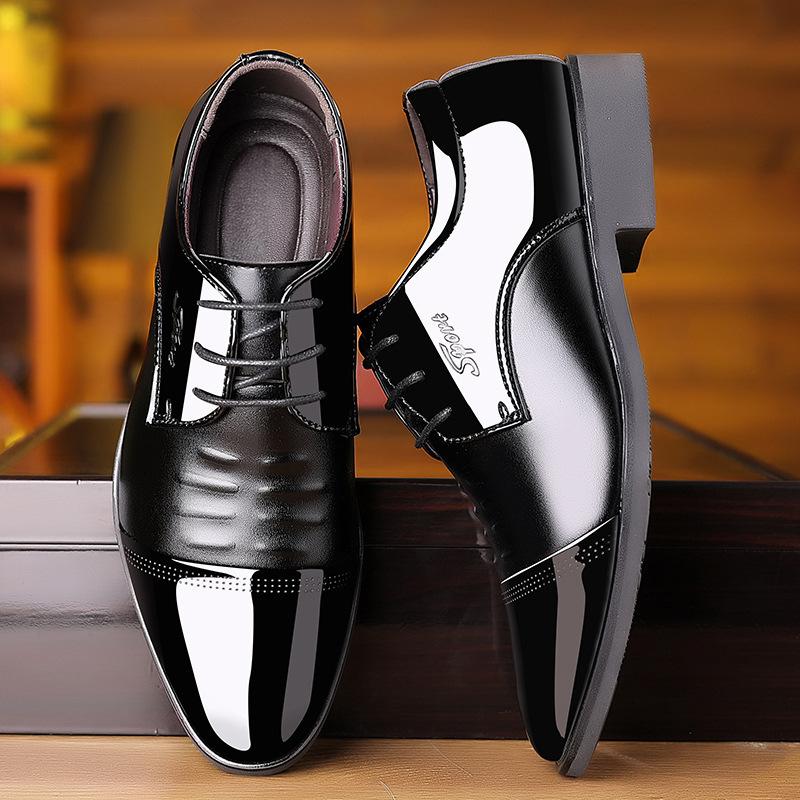 Men Dress Shoes Patent Leather Oxford Shoes Male Formal Big Handsome Men Pointed Toe for Wedding