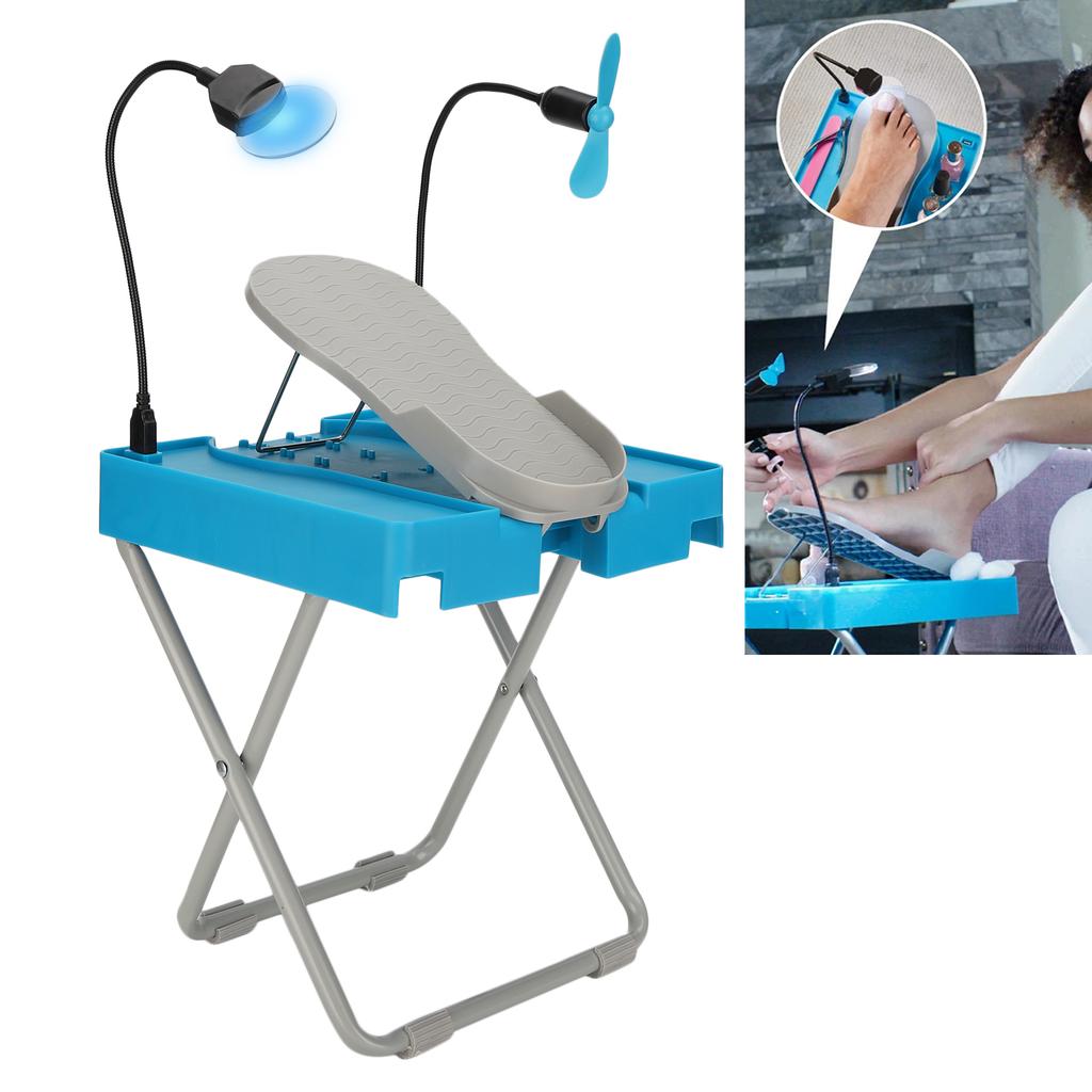 Pediküre Fußstütze Rutschfest Professionell Verstellbar Pediküre Ständer Set mit LED Lupe Trocknungsventilator