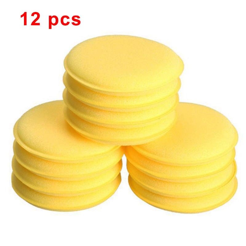 12Pcs Car Waxing Foam Polish Wash Sponges Applicator Pad Car Cleaning Waxing Round Foam Sponge Auto Cleaning Tools Accessories