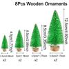 8pcs Artificial Mini Christmas Pine Tree Wooden Multicolor Neol Xmas Tabletop Ornament Decor Christmas Decorations for Home