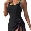Charming Slit Skirt Knot Flower Design Slim Waist Backless Bikini Swimsuit For Beach Vacation